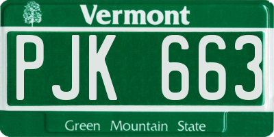 VT license plate PJK663