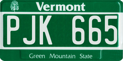 VT license plate PJK665
