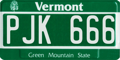 VT license plate PJK666