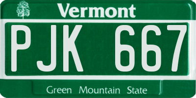 VT license plate PJK667