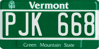 VT license plate PJK668