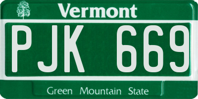 VT license plate PJK669