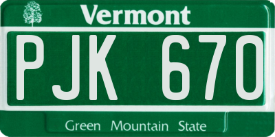 VT license plate PJK670
