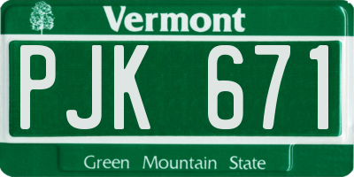 VT license plate PJK671