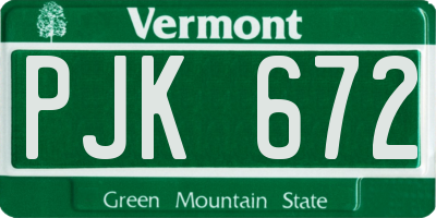 VT license plate PJK672