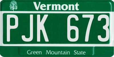 VT license plate PJK673