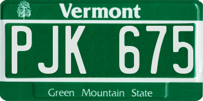 VT license plate PJK675