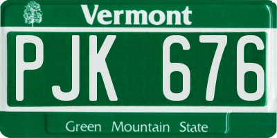 VT license plate PJK676