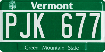 VT license plate PJK677