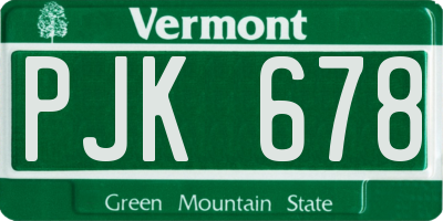 VT license plate PJK678