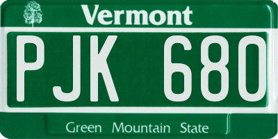 VT license plate PJK680