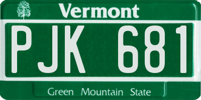 VT license plate PJK681