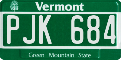 VT license plate PJK684