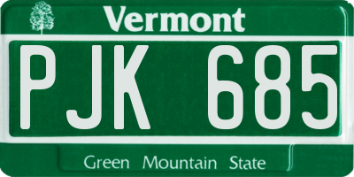VT license plate PJK685