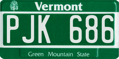 VT license plate PJK686