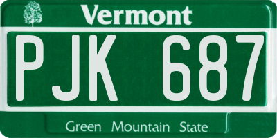 VT license plate PJK687