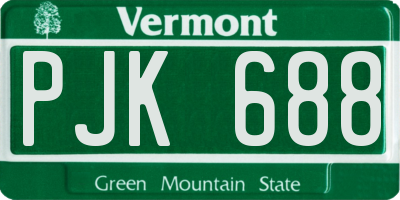 VT license plate PJK688