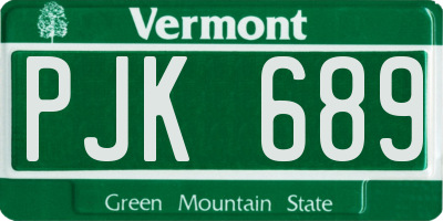 VT license plate PJK689