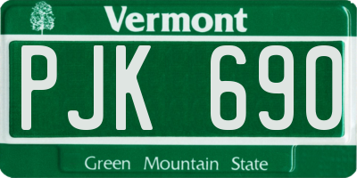 VT license plate PJK690