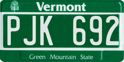 VT license plate PJK692