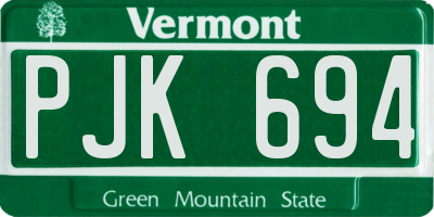 VT license plate PJK694