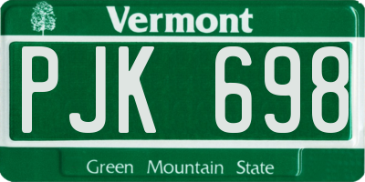 VT license plate PJK698