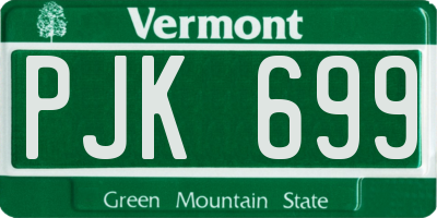 VT license plate PJK699