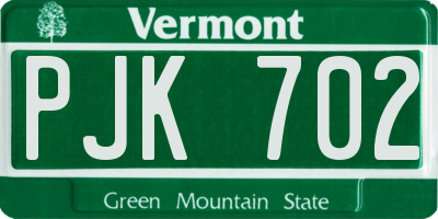VT license plate PJK702