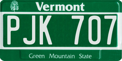 VT license plate PJK707