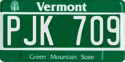 VT license plate PJK709