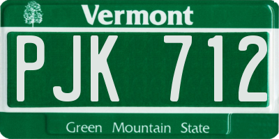 VT license plate PJK712