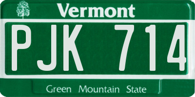 VT license plate PJK714