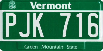 VT license plate PJK716