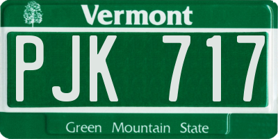 VT license plate PJK717