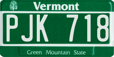 VT license plate PJK718