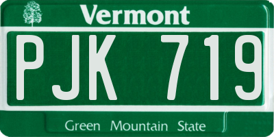VT license plate PJK719