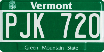 VT license plate PJK720