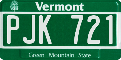 VT license plate PJK721