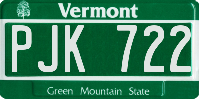 VT license plate PJK722