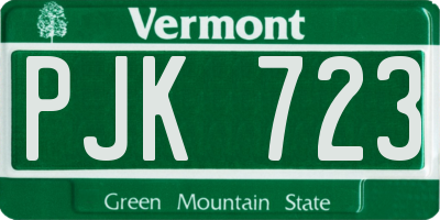 VT license plate PJK723