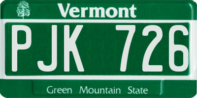 VT license plate PJK726