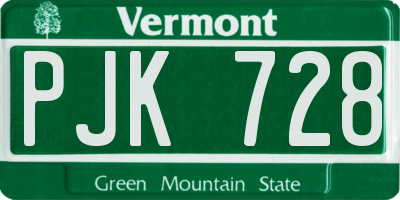 VT license plate PJK728