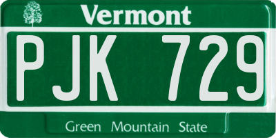 VT license plate PJK729