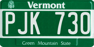 VT license plate PJK730