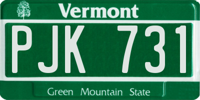 VT license plate PJK731