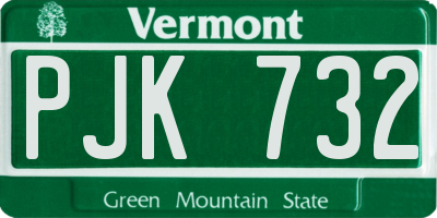 VT license plate PJK732