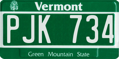 VT license plate PJK734