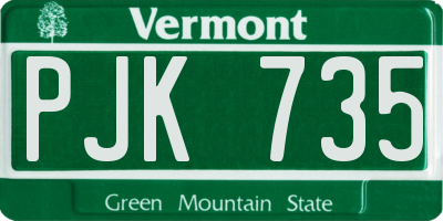 VT license plate PJK735