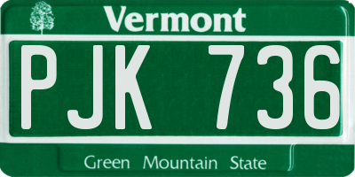 VT license plate PJK736