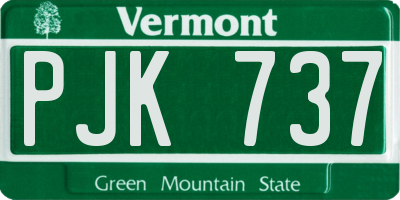 VT license plate PJK737